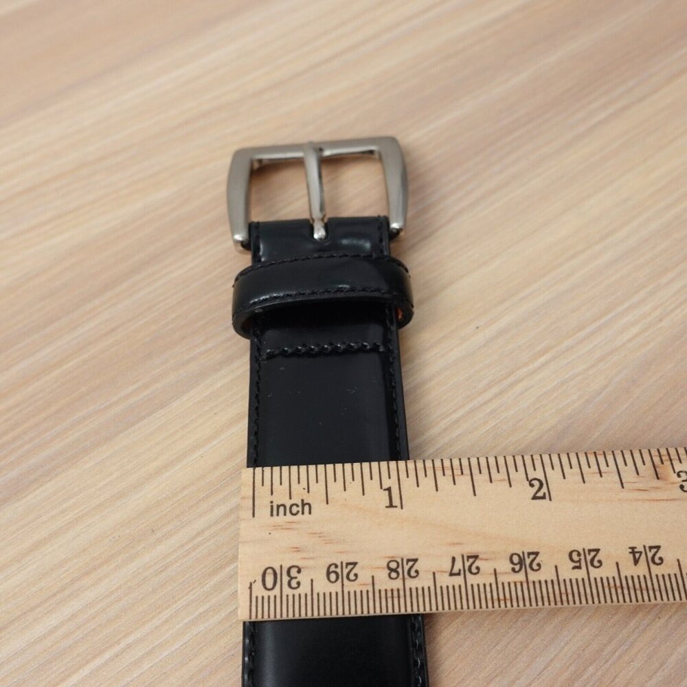 COACH Belt Mens 36 90 Black Leather Italian Dress Formal Work Solid Brass Medium - Picture 7 of 12